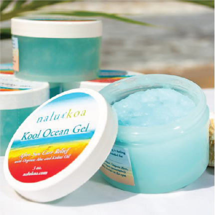 Nalu Koa Kool Ocean Sting Gel Jar open with more in the background